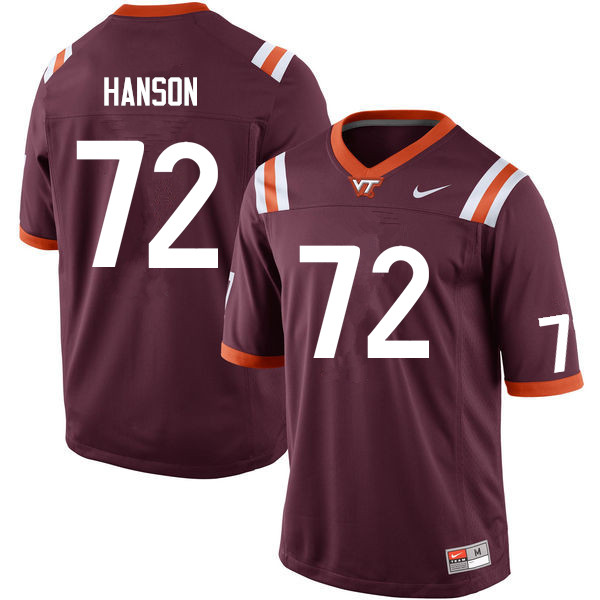 Men #72 Jesse Hanson Virginia Tech Hokies College Football Jerseys Sale-Maroon